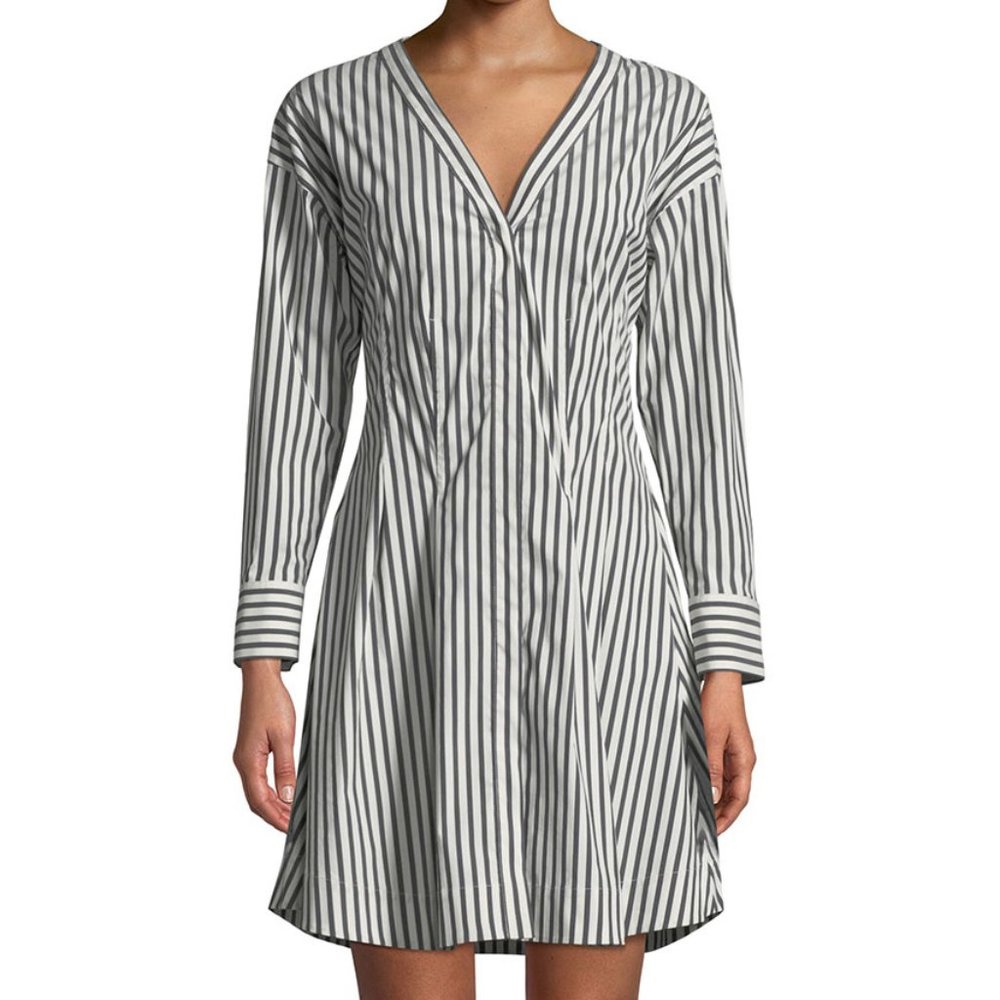 NWT Theory Bryson Striped Darted Button-Down Dress